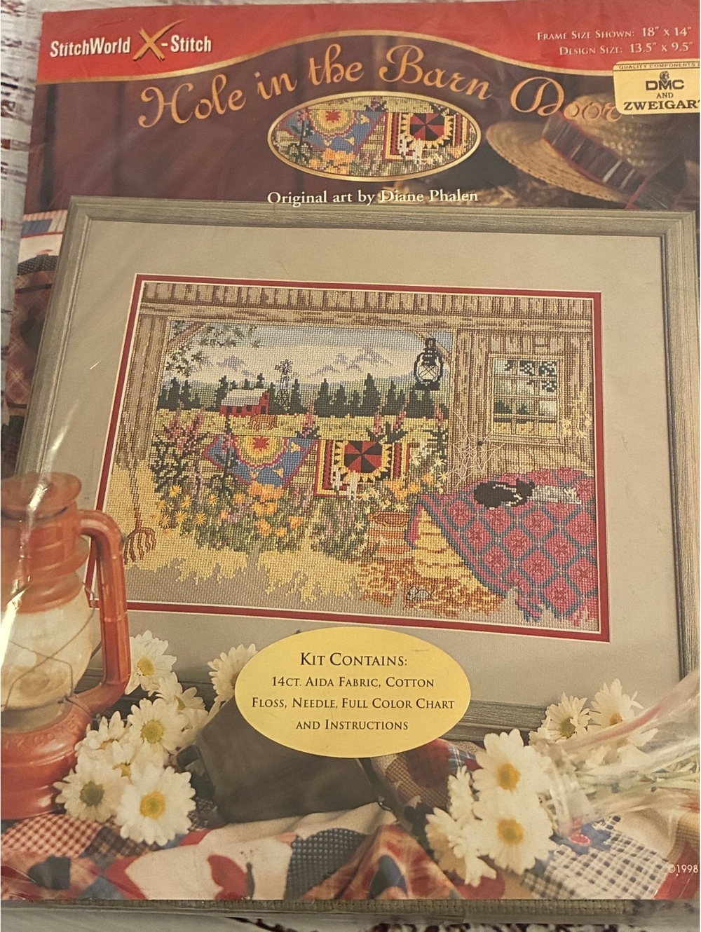 New Vintage StitchWorld X Stitch Hole in the Barn Door Counted Cross Stitch Kit